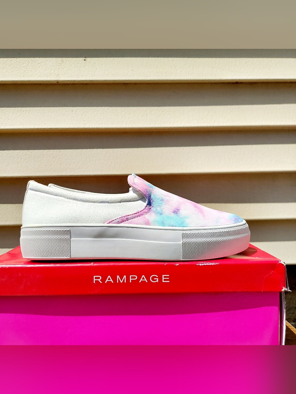 Rampage Korie Pastel Tie Die Platform Slip-On Sneakers Women's Size 6 Y2K Preppy - Picture 9 of 12